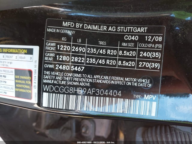 45921669 :رقم المزاد ، WDCGG8HB9AF304404 vin ، 2010 Mercedes-benz Glk 350 4matic مزاد بيع