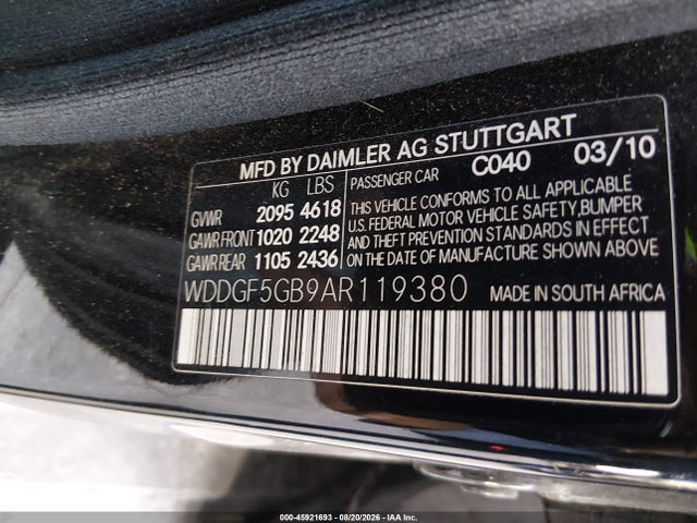 Auction sale of the 2010 Mercedes-benz C 350 Sport, vin: WDDGF5GB9AR119380, lot number: 45921693