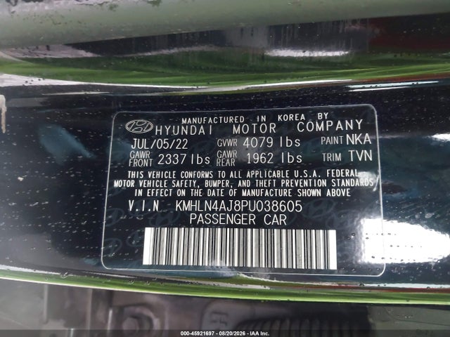 Aukcja sprzedaży 2023 Hyundai Elantra Hybrid Limited, vin: KMHLN4AJ8PU038605, numer aukcji: 45921697