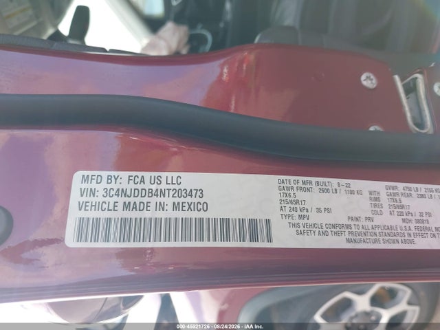 45921726 :رقم المزاد ، 3C4NJDDB4NT203473 vin ، 2022 Jeep Compass Trailhawk 4x4 مزاد بيع