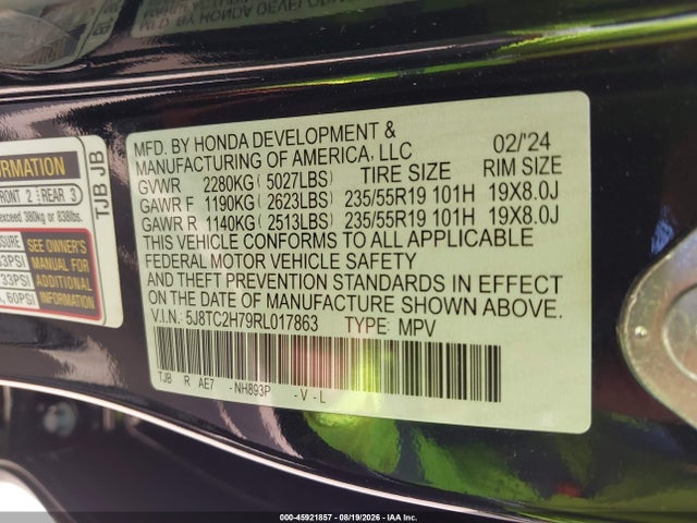 2024 Acura Rdx Advance Package მანქანა იყიდება აუქციონზე, vin: 5J8TC2H79RL017863, აუქციონის ნომერი: 45921857