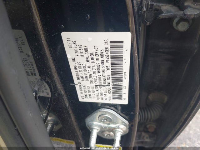 2011 Honda Accord 2.4 Lx მანქანა იყიდება აუქციონზე, vin: 1HGCP2F35BA076236, აუქციონის ნომერი: 45921980