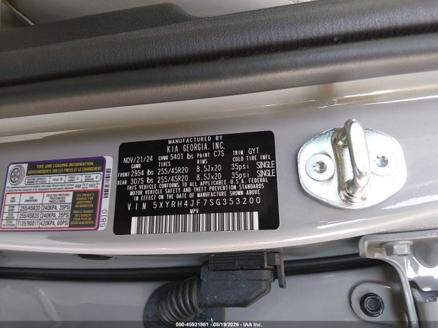 Aukcja sprzedaży 2025 Kia Sorento Ex, vin: 5XYRH4JF7SG353200, numer aukcji: 45921981