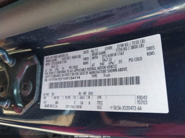 Ford F-150 Xlt 2017 1FTFW1EF1HFC84114 Image 9