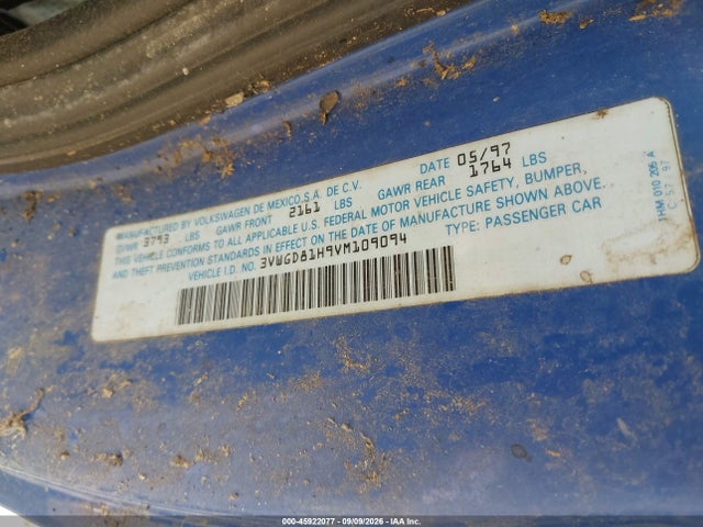 Aukcja sprzedaży 1997 Volkswagen Gti Vr6, vin: 3VWGD81H9VM109094, numer aukcji: 45922077