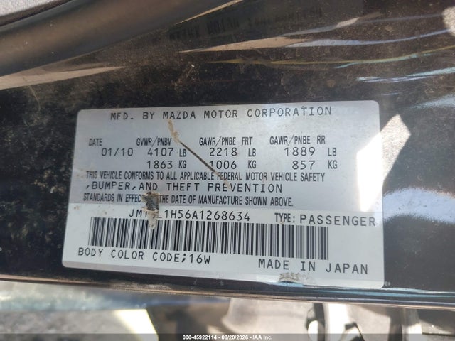 Продажа на аукционе авто 2010 Mazda Mazda3 S Sport, vin: JM1BL1H56A1268634, номер лота: 45922114