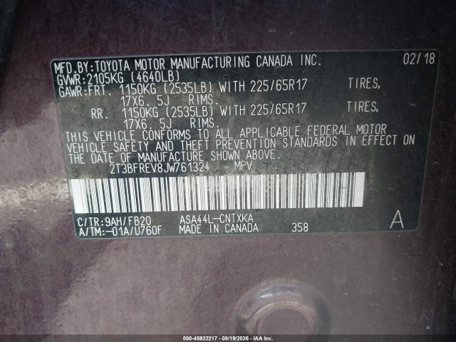 Toyota RAV4 LE 2018 2T3BFREV8JW761324 Image 9