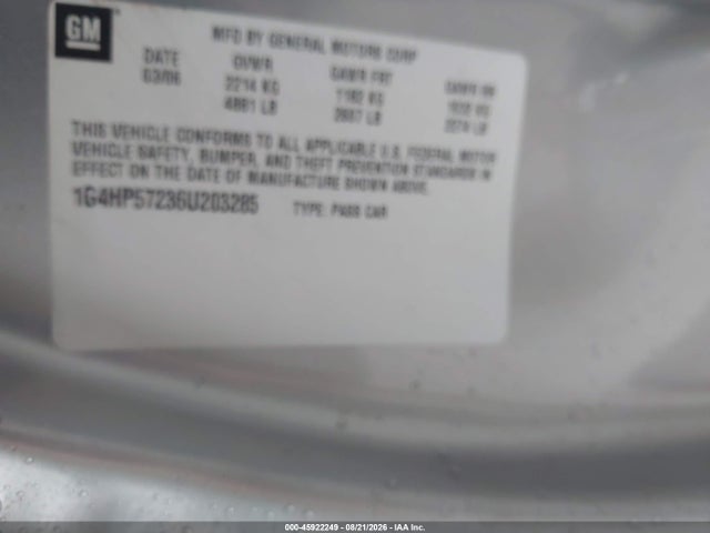 45922249 :رقم المزاد ، 1G4HP57236U203285 vin ، 2006 Buick Lucerne Cx مزاد بيع