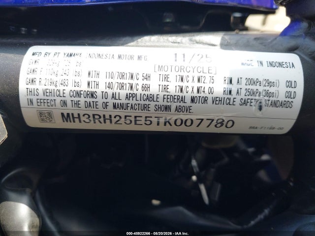 Yamaha Yfz320 A 2026 MH3RH25E5TK007780 Image 10