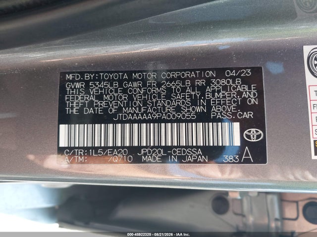 JTDAAAAA9PA009055 Toyota Mirai Xle