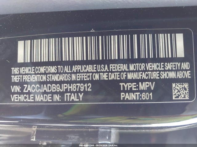 ZACCJADB9JPH87912 Jeep Renegade Limited Fwd