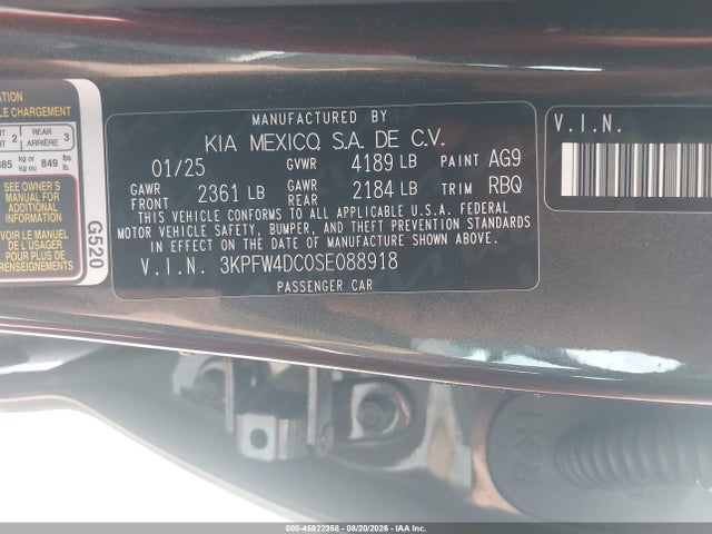 Aukcja sprzedaży 2025 Kia K4 Gt-line Turbo, vin: 3KPFW4DC0SE088918, numer aukcji: 45922358