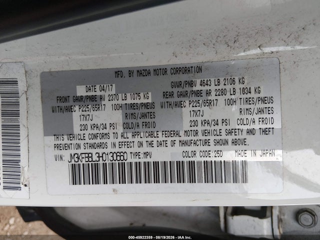 JM3KFBBL3H0130660 Mazda CX-5 SPORT