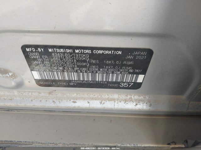 Продажа на аукционе авто 2021 Mitsubishi Outlander Sport 2.0 Be Awc/2.0 Es Awc/2.0 Le Awc/2.0 Se Awc, vin: JA4ARUAU7MU017454, номер лота: 45922391