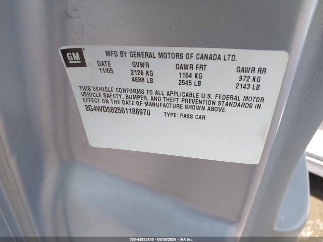Продаж на аукціоні авто 2006 Buick Lacrosse Cxl, vin: 2G4WD582561186970, номер лоту: 45922480