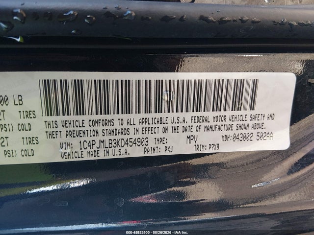 Продаж на аукціоні авто 2019 Jeep Cherokee Latitude Plus 4x4, vin: 1C4PJMLB3KD454903, номер лоту: 45922500