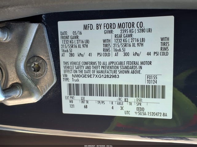 2016 Ford Transit Connect Xl მანქანა იყიდება აუქციონზე, vin: NM0GE9E7XG1282983, აუქციონის ნომერი: 45922527