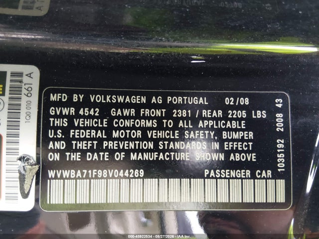 Продажа на аукционе авто 2008 Volkswagen Eos Komfort, vin: WVWBA71F98V044269, номер лота: 45922534