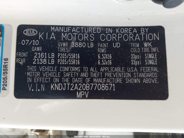 Aukcja sprzedaży 2011 Kia Soul +, vin: KNDJT2A20B7708671, numer aukcji: 45922545