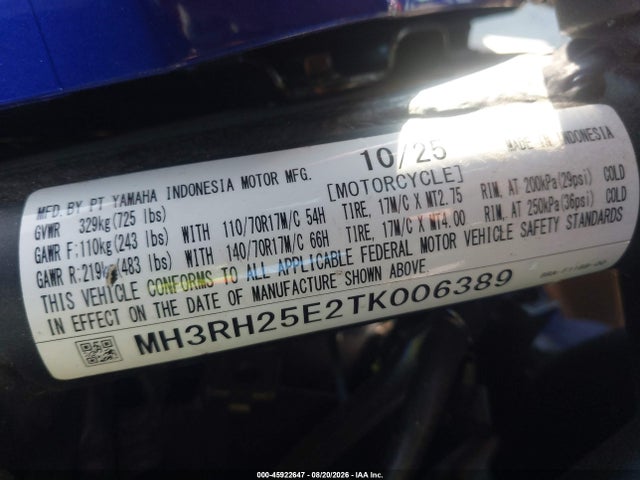 Yamaha Yfz320 A 2026 MH3RH25E2TK006389 Image 10