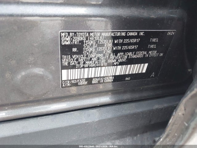 2024 Toyota Rav4 Xle მანქანა იყიდება აუქციონზე, vin: 2T3P1RFV6RC441810, აუქციონის ნომერი: 45922648