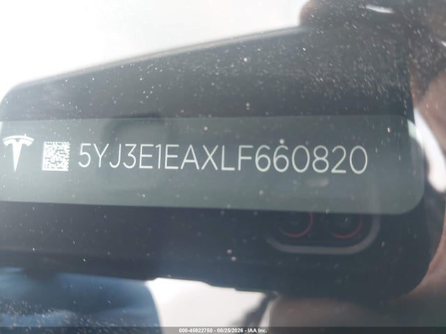Продаж на аукціоні авто 2020 Tesla Model 3, vin: 5YJ3E1EAXLF660820, номер лоту: 45922750