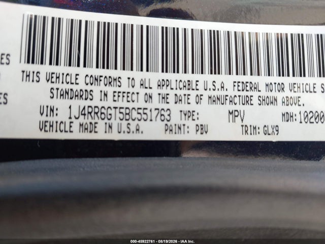 Продаж на аукціоні авто 2011 Jeep Grand Cherokee Overland, vin: 1J4RR6GT5BC551763, номер лоту: 45922761