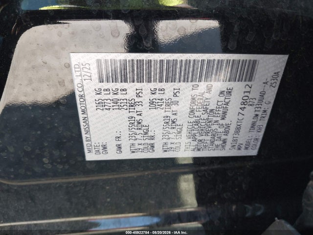 Aukcja sprzedaży 2026 Nissan Rogue Dark Armor, vin: 5N1BT3BBXTC748012, numer aukcji: 45922784