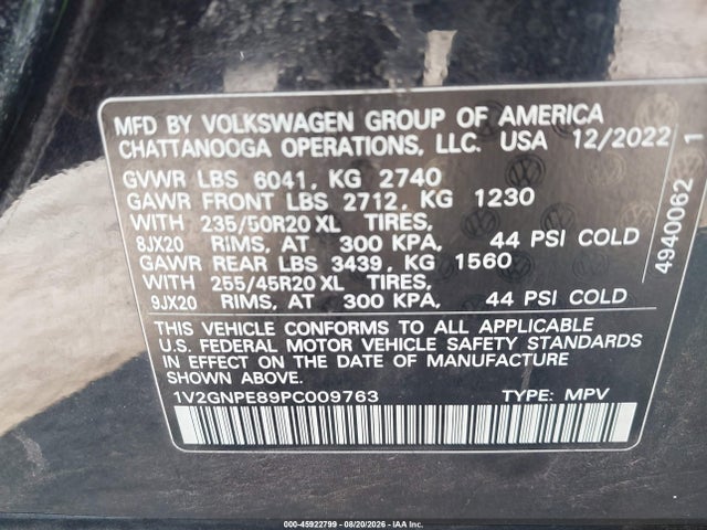 1V2GNPE89PC009763 Volkswagen Id.4 Awd Pro S/awd Pro S Plus
