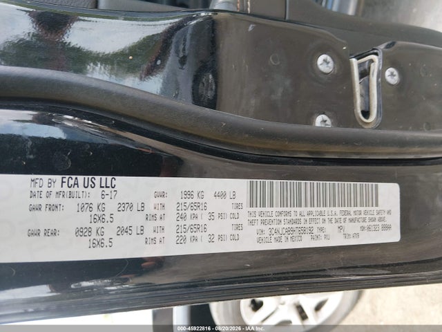 Auction sale of the 2017 Jeep New Compass Sport Fwd, vin: 3C4NJCAB9HT658192, lot number: 45922816