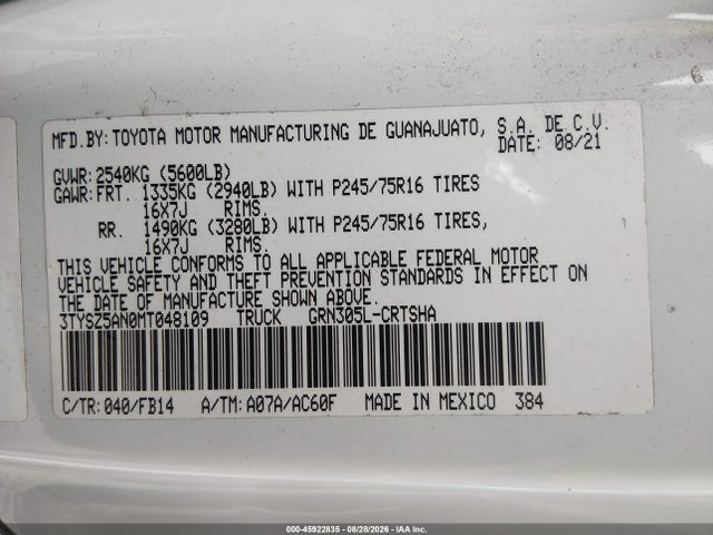Toyota Tacoma Sr V6 2021 3TYSZ5AN0MT048109 Image 9