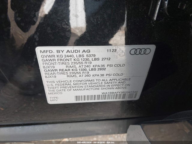 45922838 :رقم المزاد ، WA1BBAFY3R2047346 vin ، 2024 Audi Q5 Premium Plus 40 Tfsi Quattro S Tronic مزاد بيع