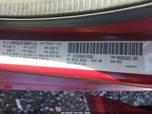 Aukcja sprzedaży 2014 Chrysler 200 Lx, vin: 1C3CCBAB8EN123365, numer aukcji: 45922854