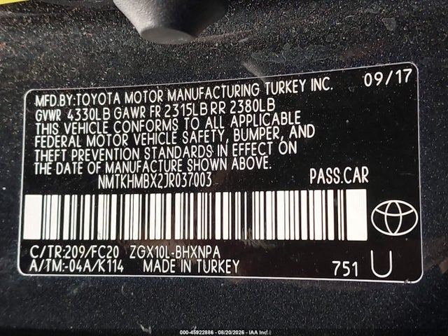 Toyota C-HR XLE 2018 NMTKHMBX2JR037003 Image 9