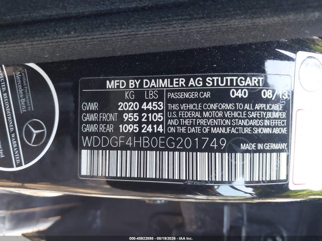 45922898 :رقم المزاد ، WDDGF4HB0EG201749 vin ، 2014 Mercedes-benz C 250 Sport مزاد بيع
