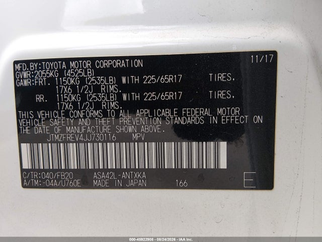 Toyota RAV4 LE 2018 JTMZFREV4JJ730116 Image 9