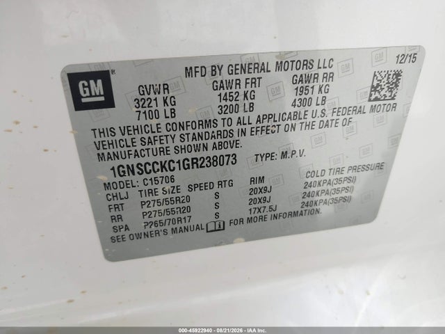 Chevrolet Tahoe Ltz 2016 1GNSCCKC1GR238073 Image 9