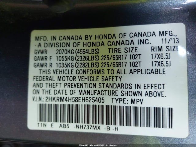 Honda CR-V EX 2014 2HKRM4H58EH625405 Image 9
