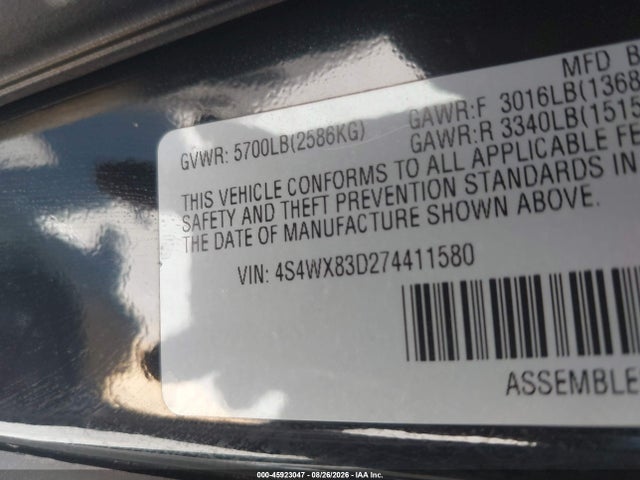 2007 Subaru B9 Tribeca Limited 5-passenger მანქანა იყიდება აუქციონზე, vin: 4S4WX83D274411580, აუქციონის ნომერი: 45923047