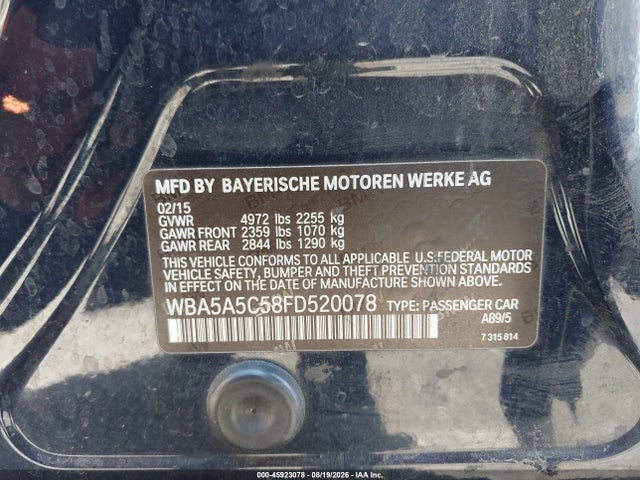 BMW 528I 2015 WBA5A5C58FD520078 Image 9