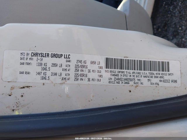 Aukcja sprzedaży 2010 Dodge Grand Caravan Sxt, vin: 2D4RN5D10AR256075, numer aukcji: 45923138