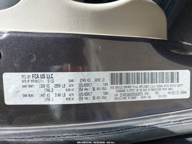 Dodge Grand Caravan Se Plus 2016 2C4RDGBG2GR363673 Image 9