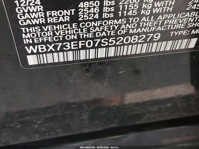 Продаж на аукціоні авто 2025 Bmw X1 Xdrive28i, vin: WBX73EF07S5208279, номер лоту: 45923159