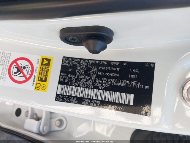 Toyota Highlander Xle 2019 5TDKZRFH0KS365164 Image 9