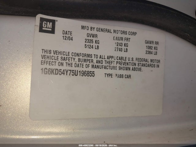 Aukcja sprzedaży 2005 Cadillac Deville Livery, vin: 1G6KD54Y75U196855, numer aukcji: 45923265
