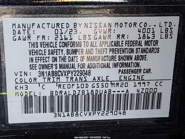 Nissan Sentra Sv Xtronic Cvt 2023 3N1AB8CVXPY229048 Image 9