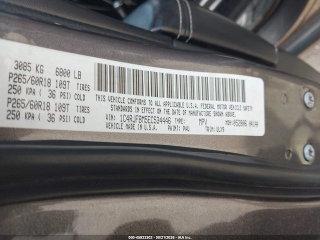 Aukcja sprzedaży 2014 Jeep Grand Cherokee Limited, vin: 1C4RJFBM5EC534446, numer aukcji: 45923302