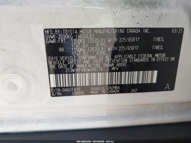 Toyota Rav4 Xle 2025 2T3W1RFV8SW386776 Image 9