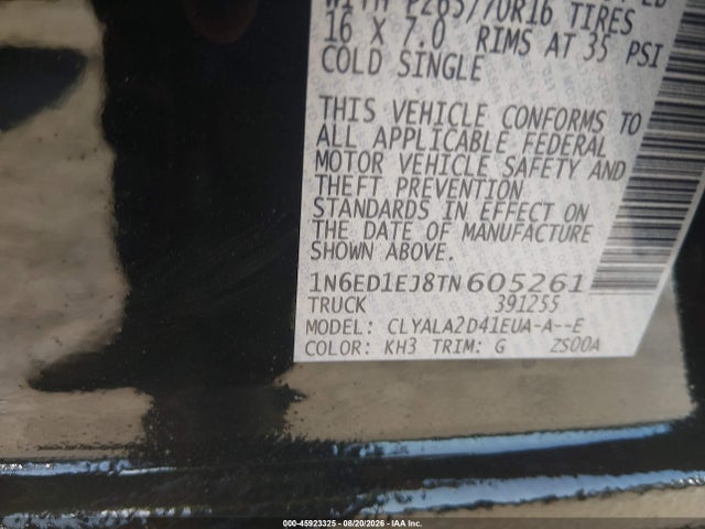 Продажа на аукционе авто 2026 Nissan Frontier S 4x4, vin: 1N6ED1EJ8TN605261, номер лота: 45923325