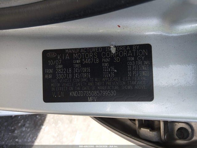 Продаж на аукціоні авто 2008 Kia Sorento Lx Base, vin: KNDJD735085799530, номер лоту: 45923355